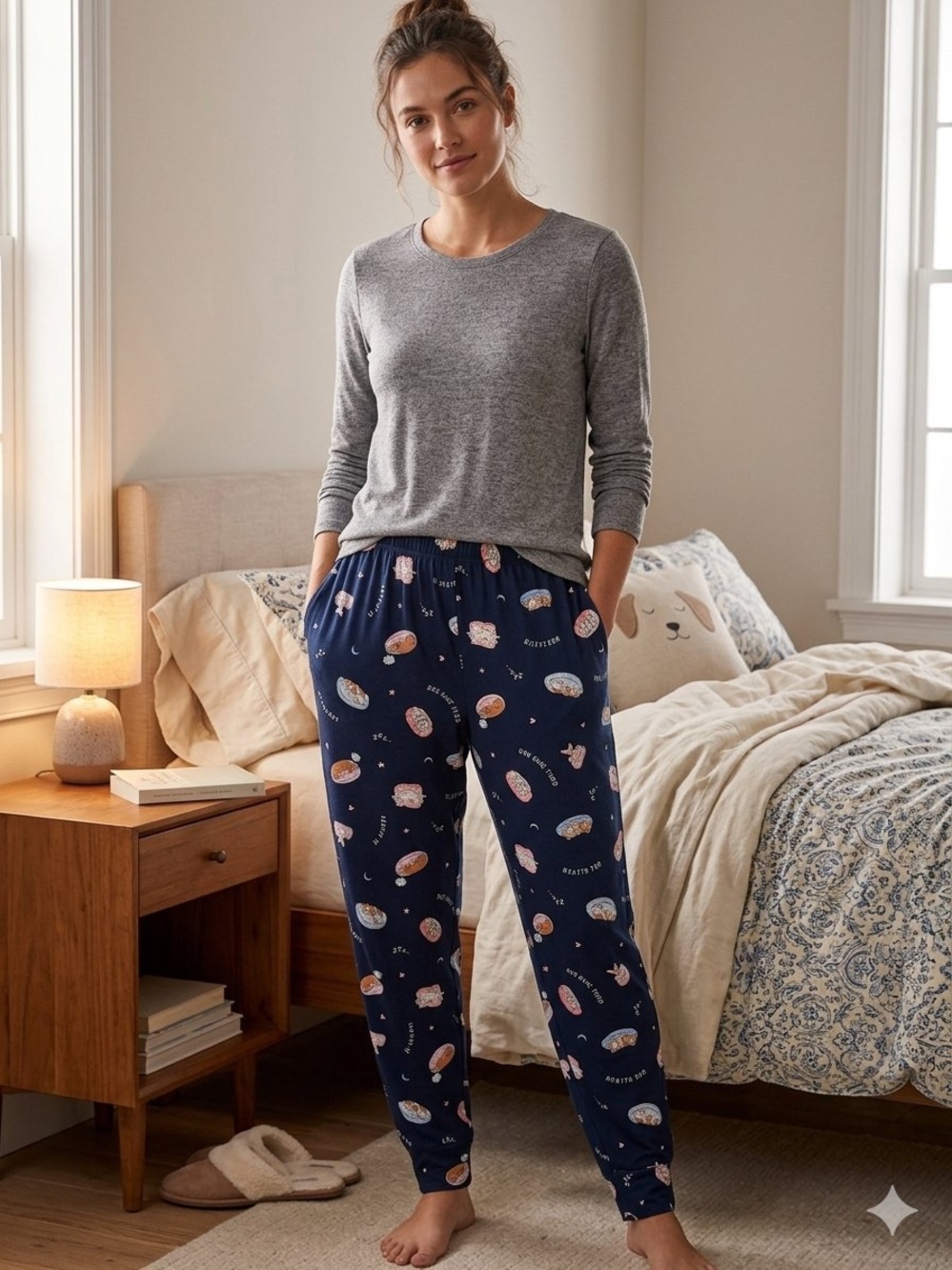 Joyspun Dog Gone Tired" Knit Jogger Pajama